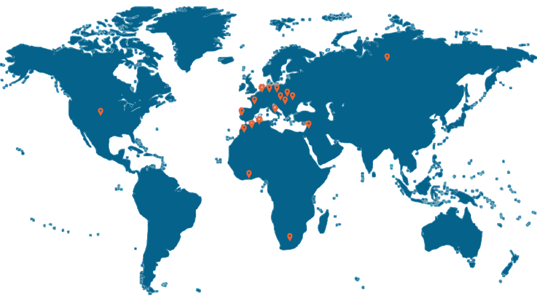 Mappa mondiale della presenza globale di Canves Gruppo Italy